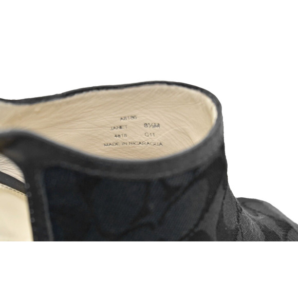 B0 Auth COACH Janet Black Signature Jacquard Hi Heel Wedge Sandal Shoes Sz 8.5M - Picture 8 of 8